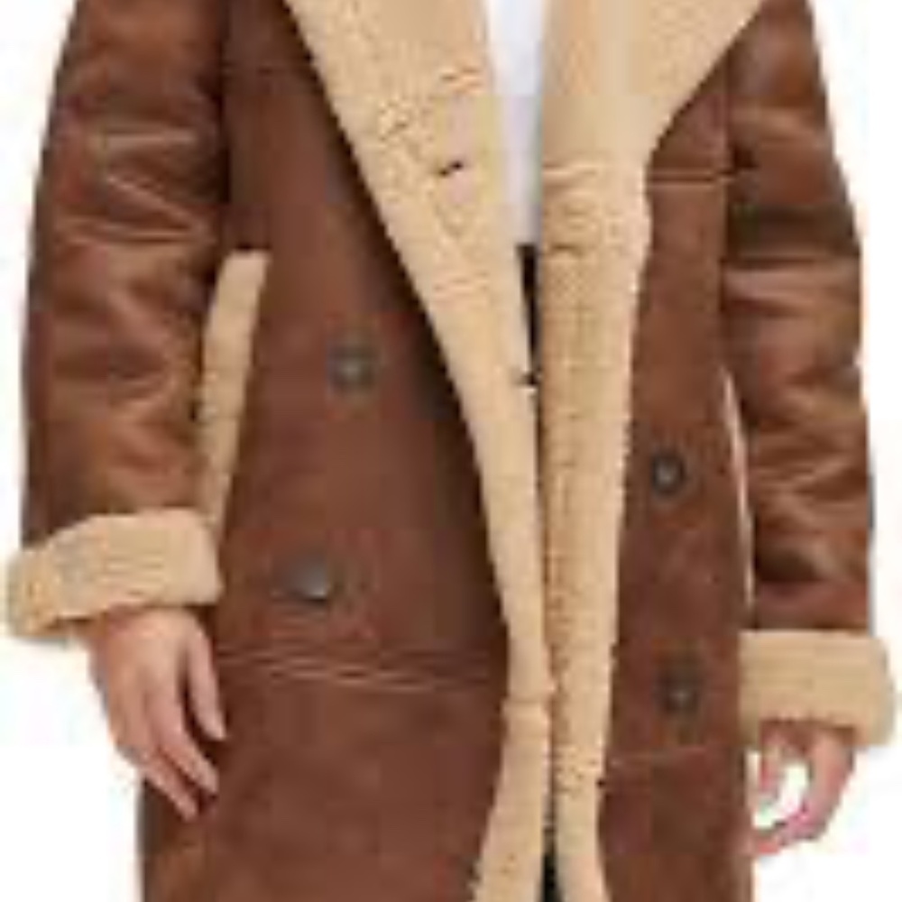 NEW Levi's womens Faux Shearling Long Coat sz L - Picture 5 of 6